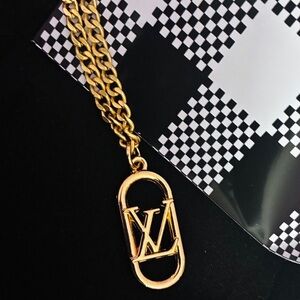 Gold Plated LV Pendant Necklace